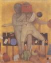 1Pintor y modelo, acrílico sobre tela, 116×89 cm.