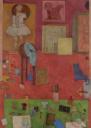 Interior rojo, Acrilico sob. lienzo, 162×114 cm.